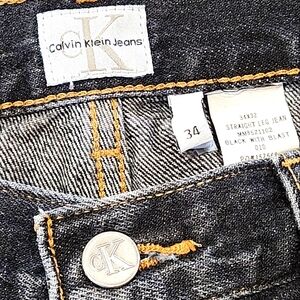 Calvin Klein Black Denim Straight Leg Jeans - Mens Size 34